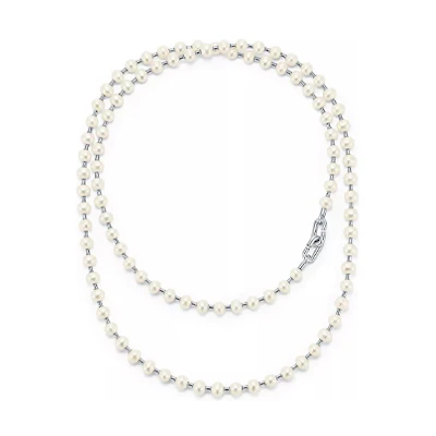 (Women) TIFFANY & CO. 925 Silver Freshwater Pearl Beaded Design Necklace Women White 64048058