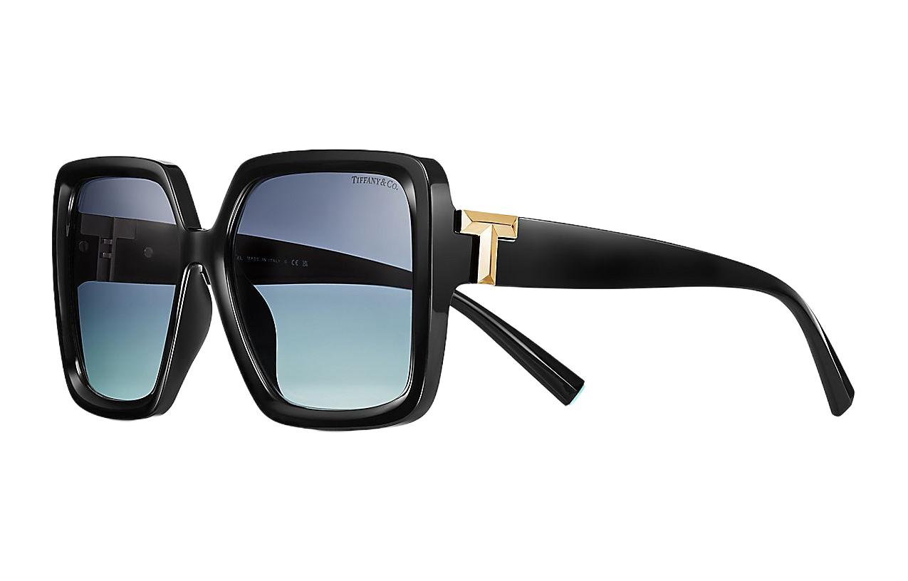 (Women) TIFFANY & CO.  Black Square Sunglasses with T Logo Acetate Metal Frame 73228883 圖 2