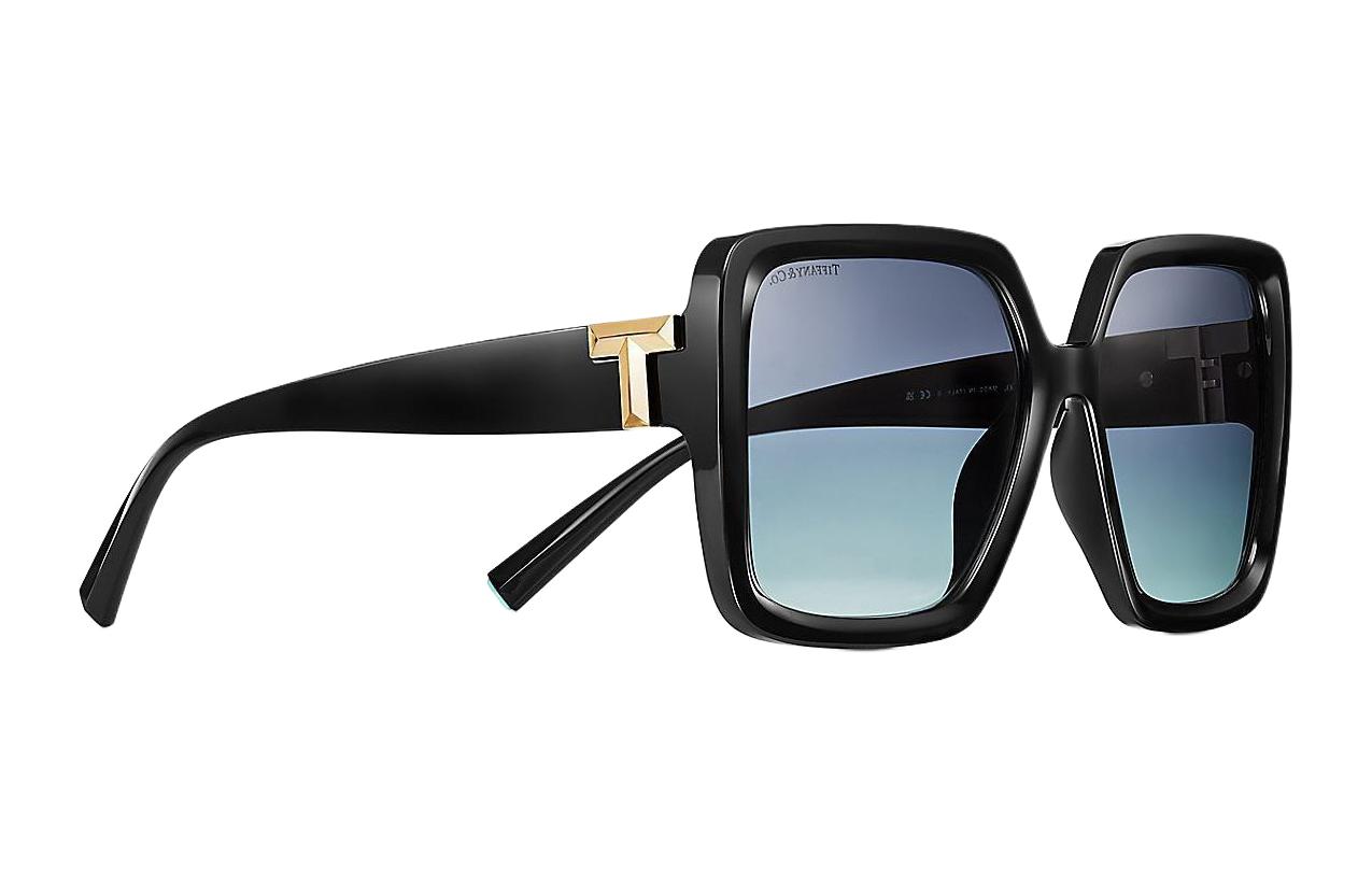 (Women) TIFFANY & CO.  Black Square Sunglasses with T Logo Acetate Metal Frame 73228883 圖 4