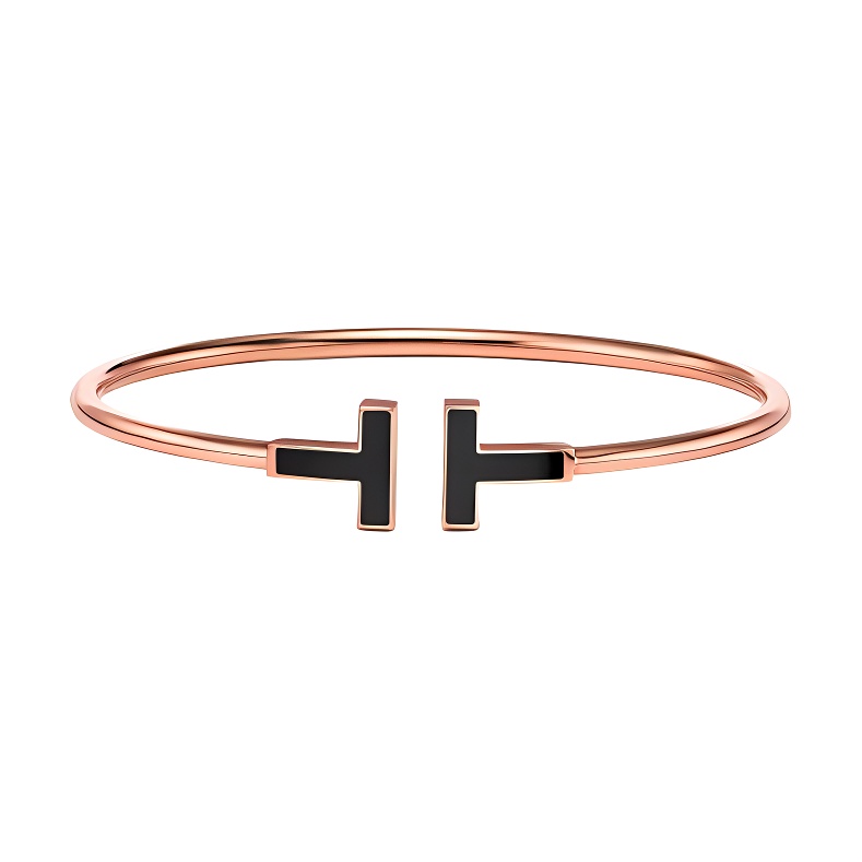 (Women) Tiffany & Co.  Open Bangle 18K Gold Plated Zircon Simple Fashion Bracelet. GRP11105