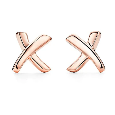 (Women) TIFFANY & CO. X-Shaped 18K Rose Gold Stud Earrings 61912592
