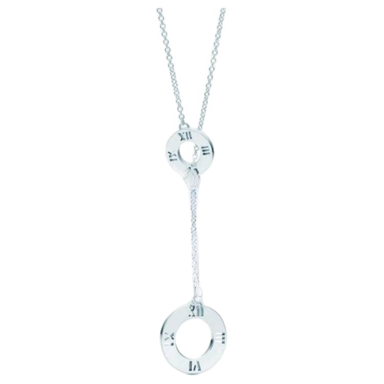(Women) Tiffany & Co. Atlas Roman Numerals Double Circle Pendant Necklace 925 Silver 30419359