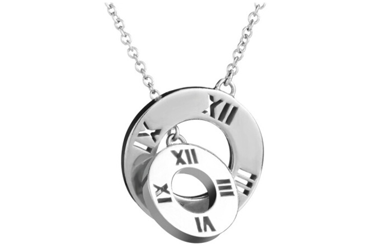 (Women) Tiffany & Co. Atlas Roman Numerals Double Circle Pendant Necklace 925 Silver 30419359 圖 2