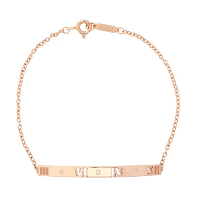 (Women) TIFFANY & CO. Atlas Series 18k Gold Diamond Roman Numeral Bracelet for Women GRP07000
