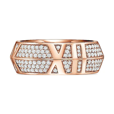 (Women) TIFFANY & CO. Atlas X Diamond Pave Ring 18K Rose Gold 7.5mm Ring GRP11561