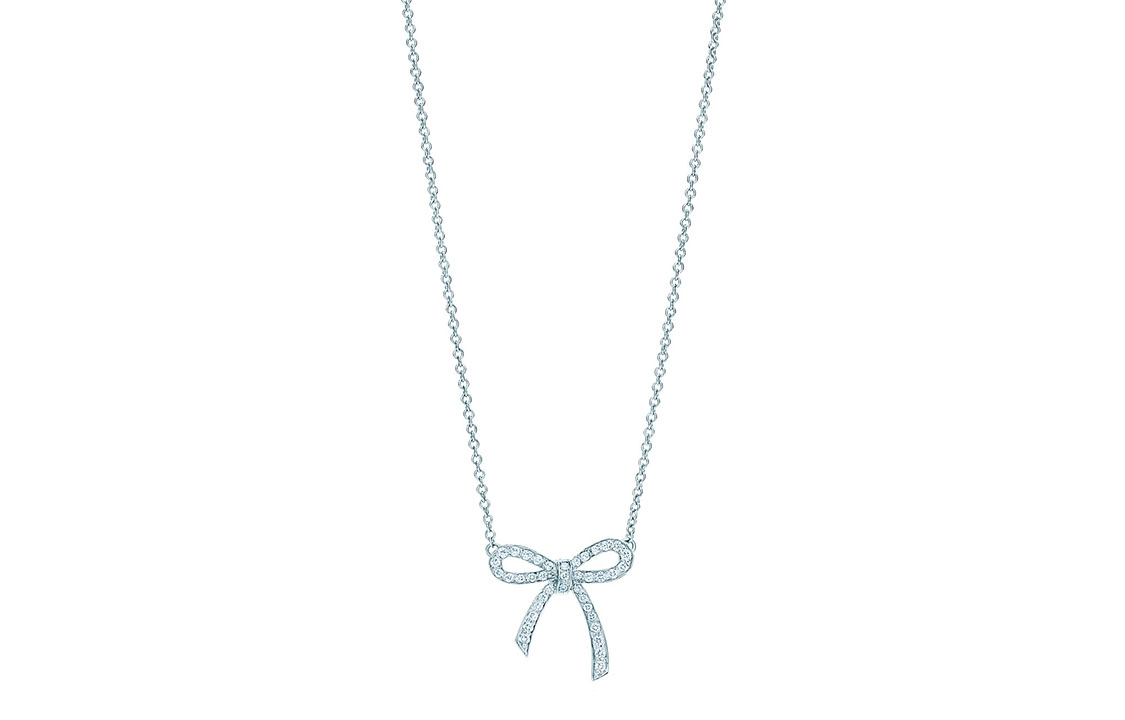 (Women) Tiffany & Co. Bow Series Platinum 950 Diamond Necklace for Women. 23617269