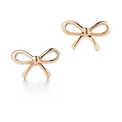 (Women) TIFFANY & CO. Bow Shape 18K Rose Gold Earrings for Women. FF3255