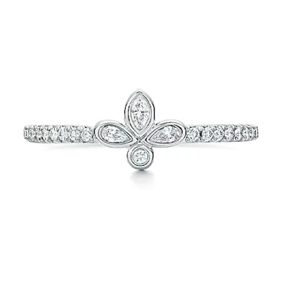 (Women) Tiffany & Co. Decorative Inlaid Silver Ring. GRP09615