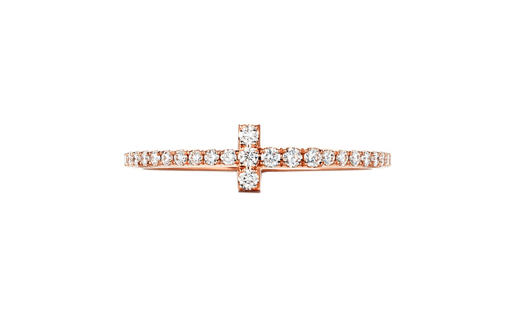 Order (W) Tiffany & Co. Cincin Salib Berlian 18K Rose Gold. GRP08658