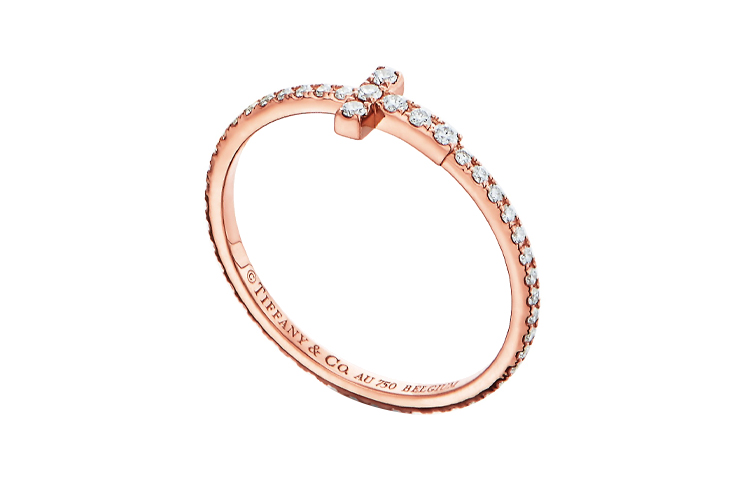 Lookbook (W) Tiffany & Co. Cincin Salib Berlian 18K Rose Gold. GRP08658