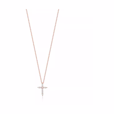 (Women) TIFFANY & CO. Diamond Cross Necklace for Women in Rose Gold. 67124731
