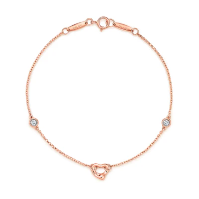 (Women) TIFFANY & CO. Diamonds by the Yard™ Open Heart 18K Rose Gold Bracelet for Women. 60149892