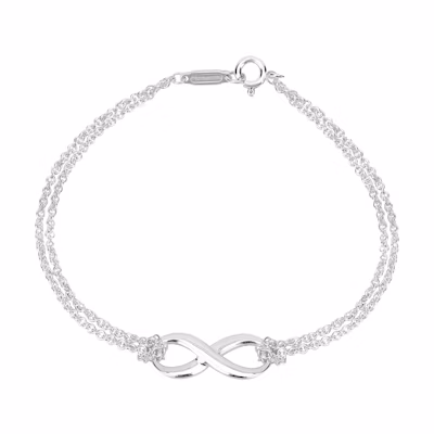 (Women) Tiffany & Co. Double Chain Bow Charm Silver 925 Bracelet. 30036298