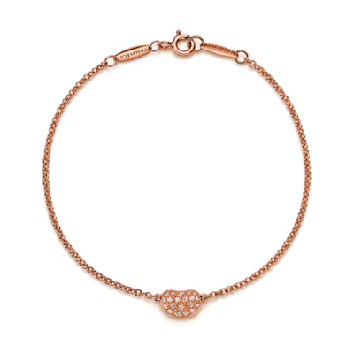 (Women) TIFFANY & CO. Elsa Peretti Bean Diamond Charm Bracelet 18K Rose Gold . 72746643