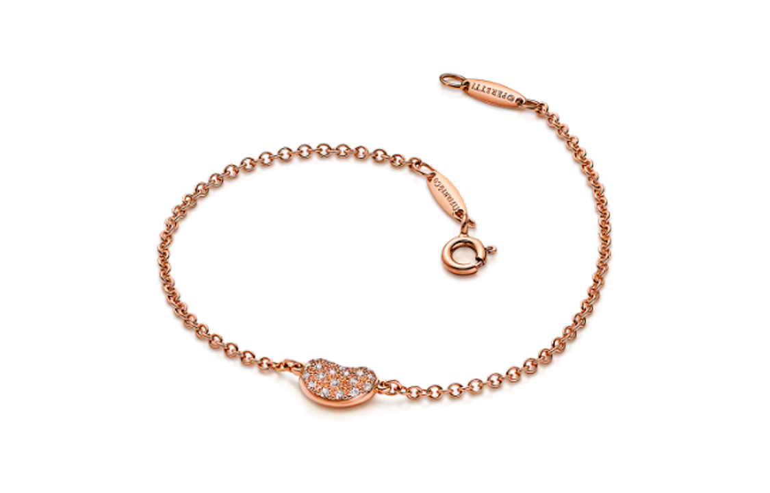 (Women) TIFFANY & CO. Elsa Peretti Bean Diamond Charm Bracelet 18K Rose Gold . 72746643 圖 3