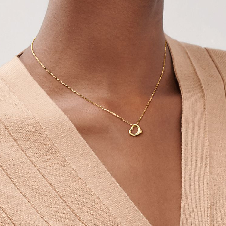 (Women) TIFFANY & CO. Elsa Peretti Diamond Pendant 18K Gold Necklace for Women. 68119227 圖 4