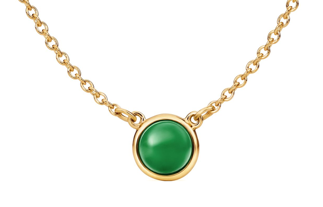 (Women) TIFFANY & CO. Elsa Peretti Geometric 18K Gold Green Jade Necklace Women 60018507 圖 2