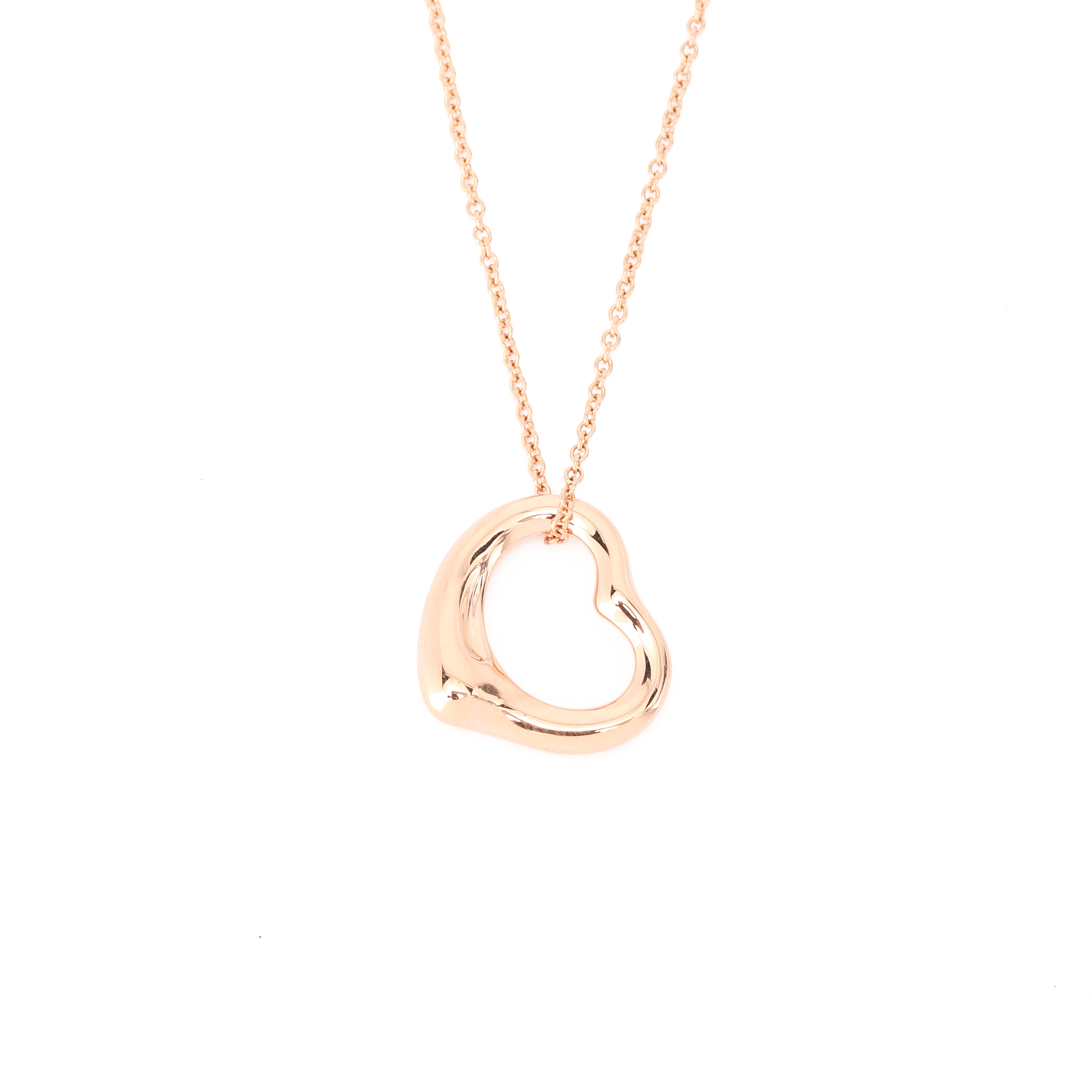 (Women) TIFFANY & CO. Elsa Peretti Open Heart 18k Rose Gold Necklace for Women GRP11362