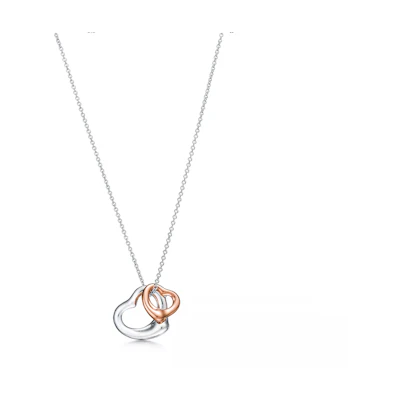 (Women) TIFFANY & CO. Elsa Peretti Open Heart 18K Rose Gold Necklace Silver Ladies 60020322