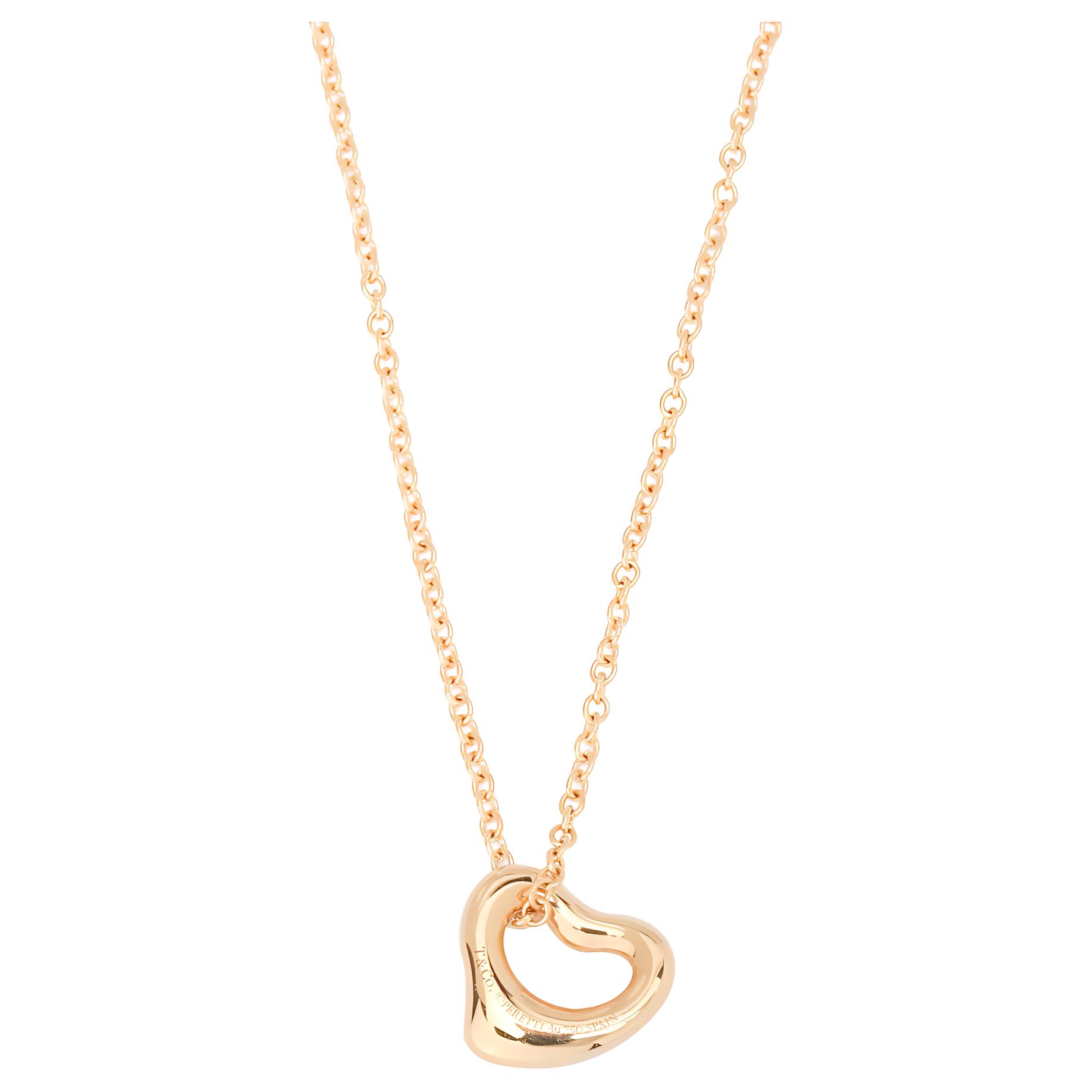 (Women) TIFFANY & CO. Elsa Peretti Open Heart 18k Gold Necklace for Women in Gold. GRP06560