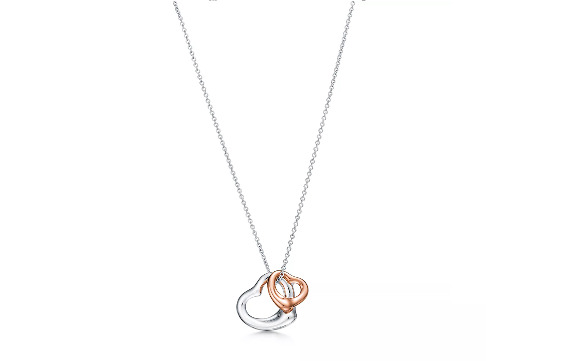 (Women) TIFFANY & CO. Elsa Peretti Open Heart 18K Rose Gold Necklace Silver Ladies 60020322 圖 2