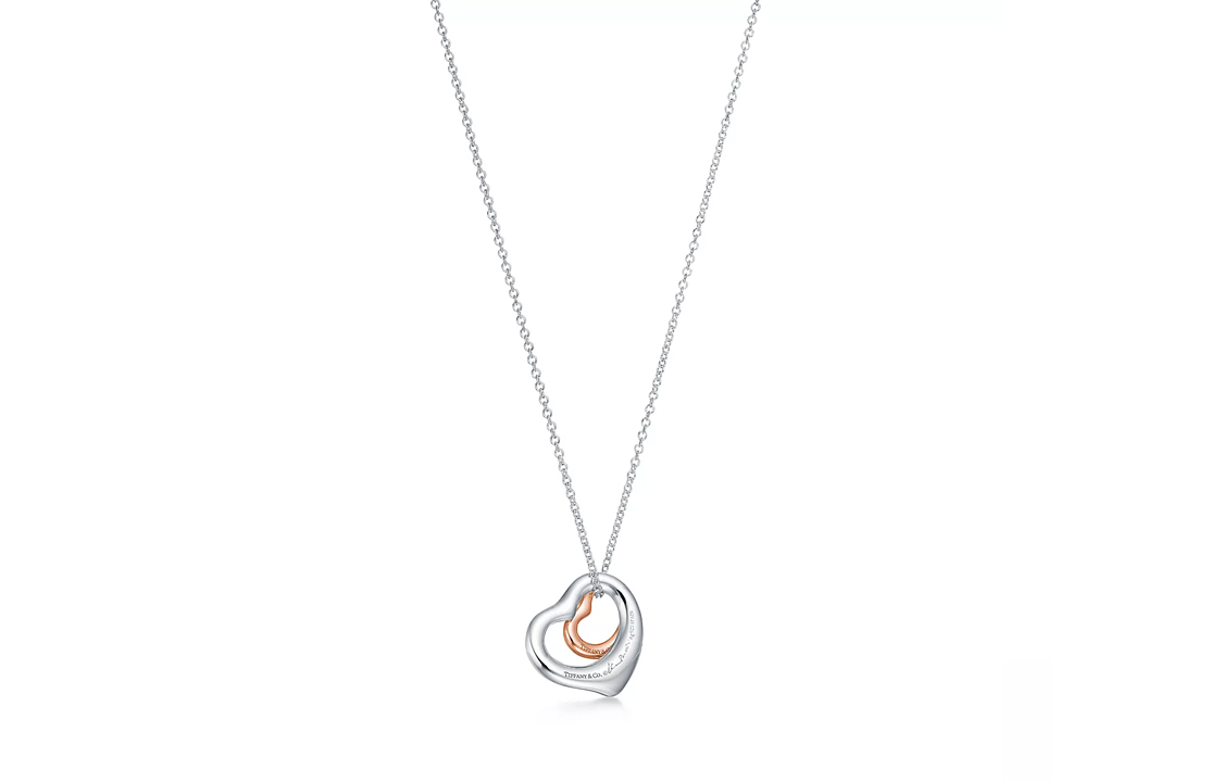 (Women) TIFFANY & CO. Elsa Peretti Open Heart 18K Rose Gold Necklace Silver Ladies 60020322 圖 3