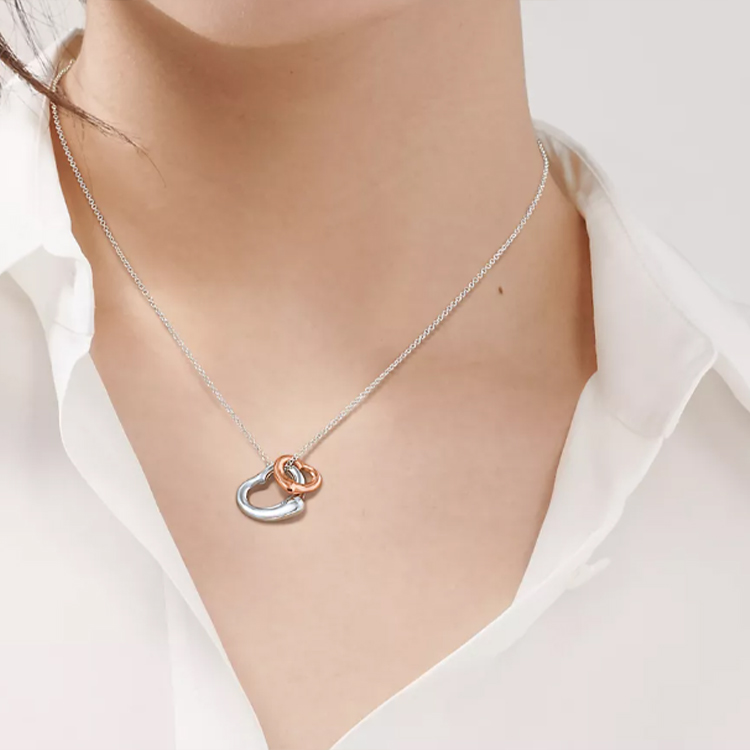 (Women) TIFFANY & CO. Elsa Peretti Open Heart 18K Rose Gold Necklace Silver Ladies 60020322 圖 4