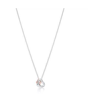 (Women) TIFFANY & CO. Elsa Peretti Open Heart Pendant Necklace 18K Rose Gold/Silver. 60991561