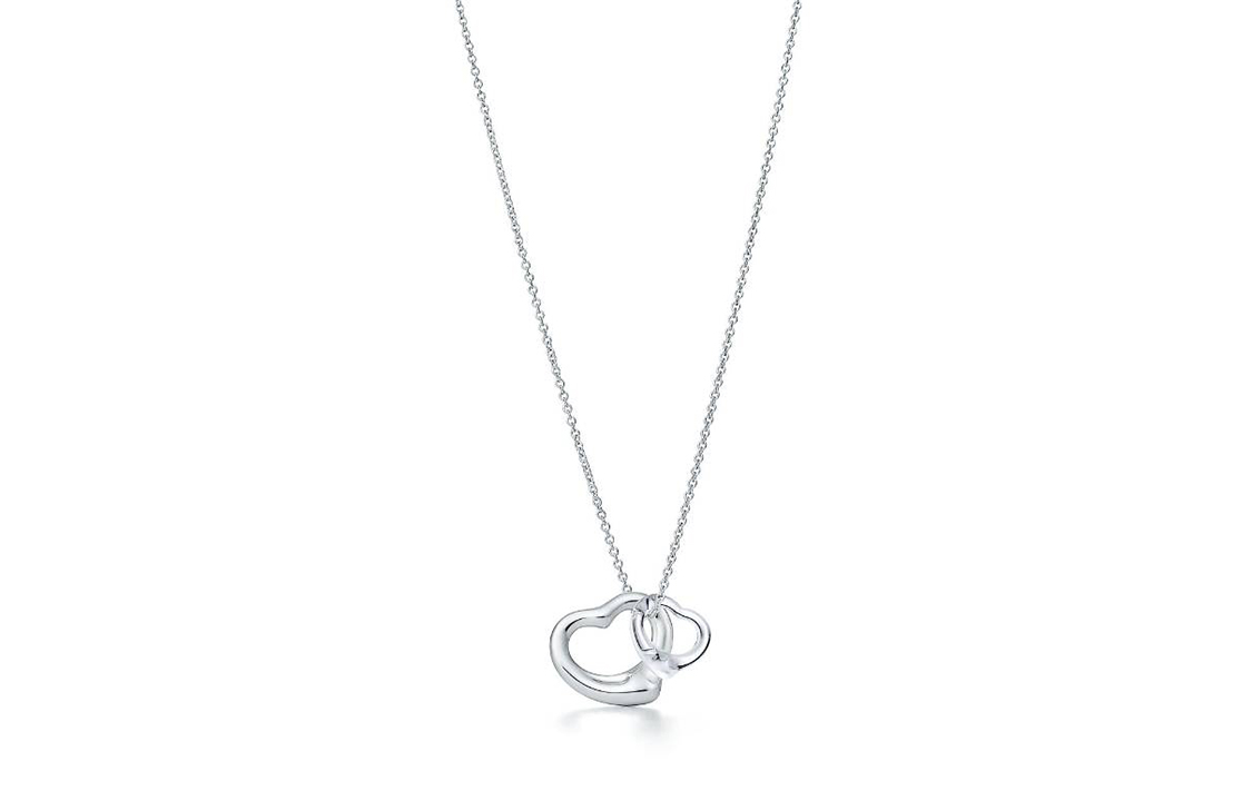 (Women) TIFFANY & CO. Elsa Peretti Open Heart Silver Crystal Necklace Silver Women. 37690937