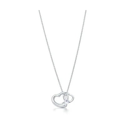 (Women) TIFFANY & CO. Elsa Peretti Open Heart Silver Crystal Necklace Silver Women. 37690937