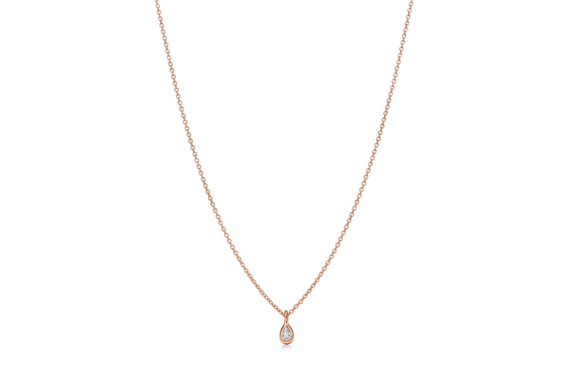 (Women) TIFFANY & CO. Elsa Peretti Pear Pendant 18K Rose Gold Diamond Necklace - Rose Gold 60147816
