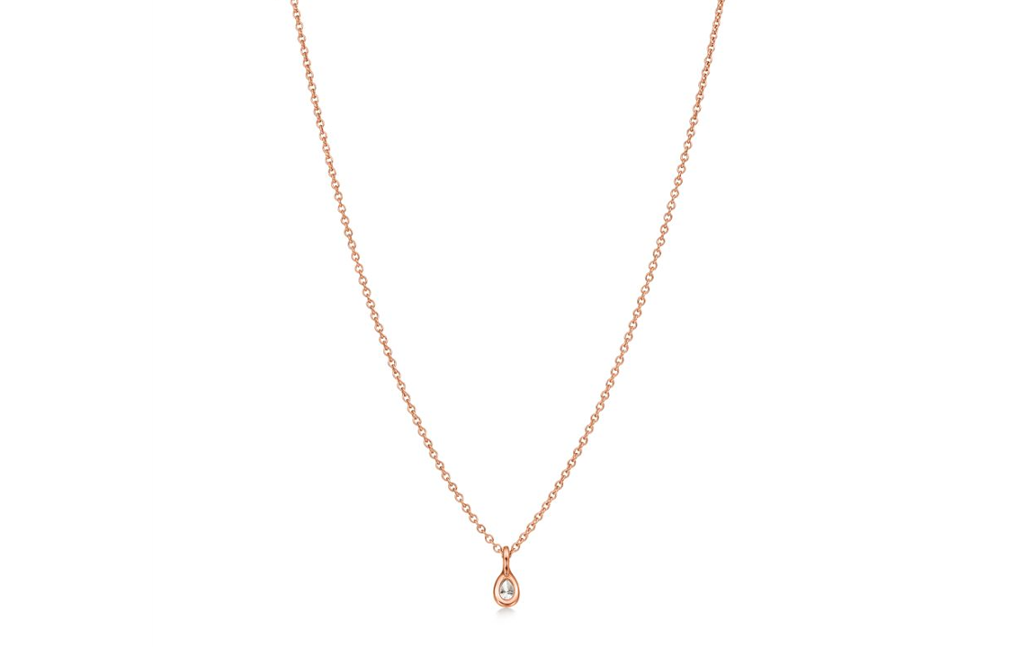 (Women) TIFFANY & CO. Elsa Peretti Pear Pendant 18K Rose Gold Diamond Necklace - Rose Gold 60147816 圖 3