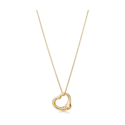 (Women) Tiffany & Co. Elsa Peretti Small Diamond 18k Gold Necklace Gold Jewelry 11624294
