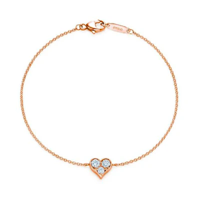 (Women) TIFFANY & CO. Heart 18k Rose Gold Diamond Bracelet Women - Medium Size GRP08289