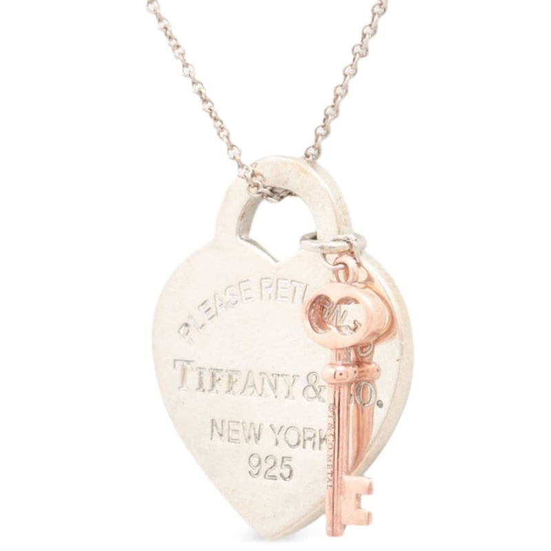 (Women) TIFFANY & CO. Heart Design Silver Necklace Gold for Women. STERLINGSILVERHEARTKEYNECKLACE