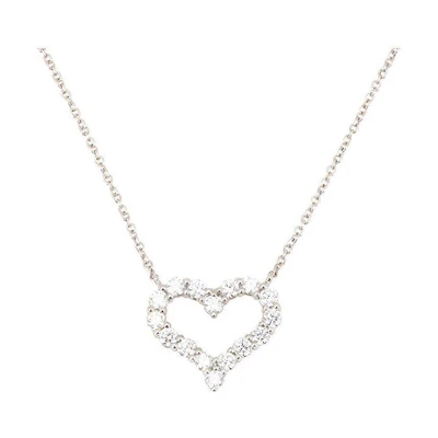 (Women) TIFFANY & CO. Heart Diamond Platinum Necklace Mini 12mm/Small 15mm Silver GRP11468