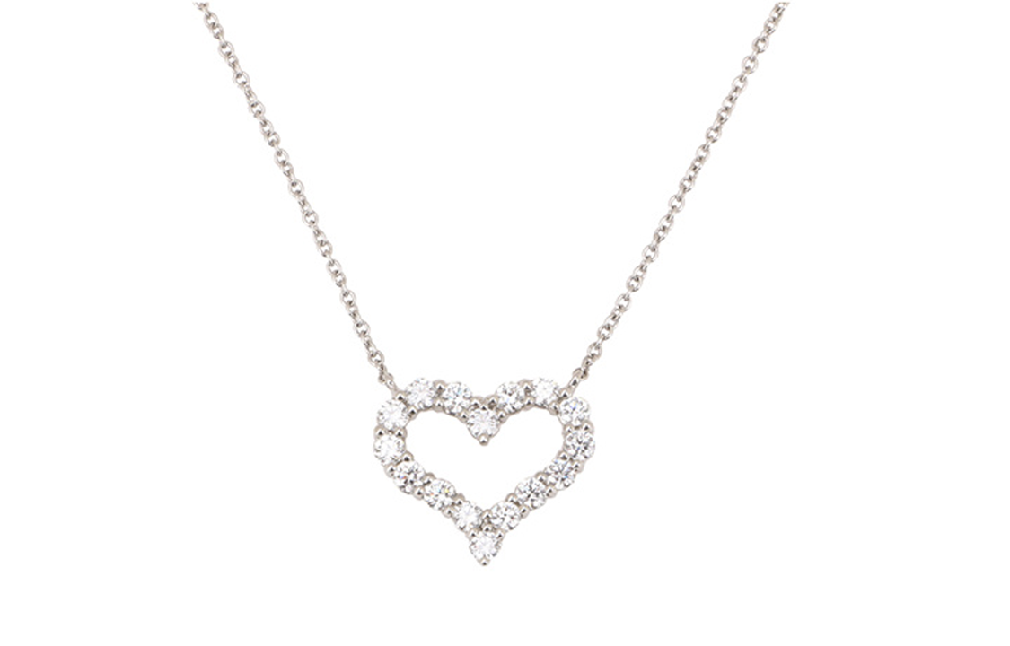 (Women) TIFFANY & CO. Heart Diamond Platinum Necklace Mini 12mm/Small 15mm Silver GRP11468 圖 2