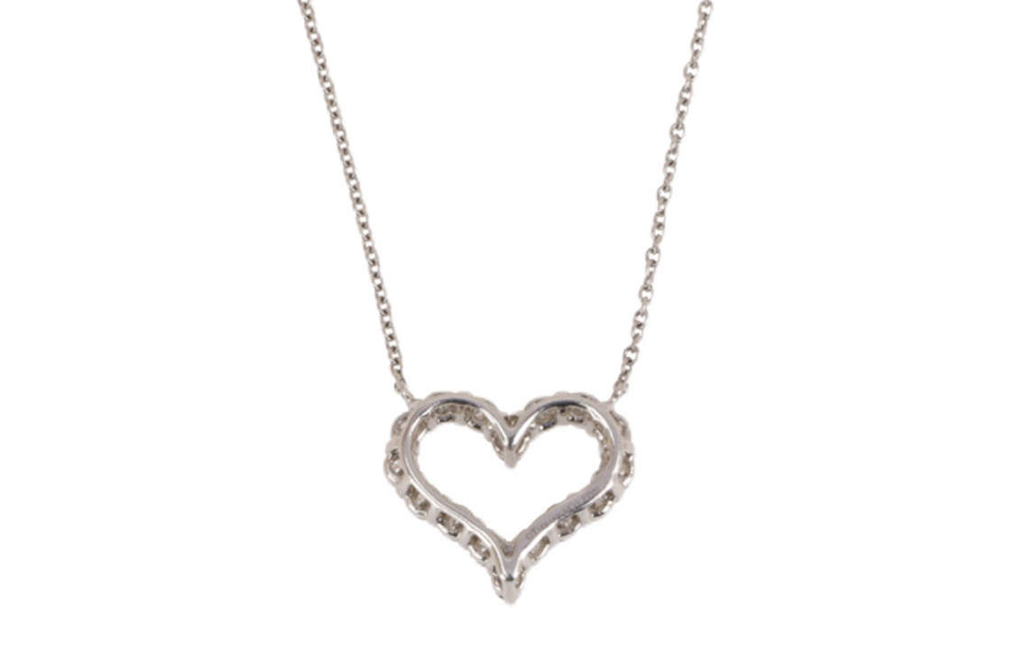 (Women) TIFFANY & CO. Heart Diamond Platinum Necklace Mini 12mm/Small 15mm Silver GRP11468 圖 3