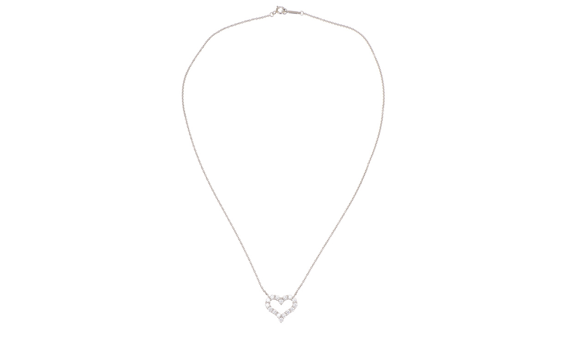 (Women) TIFFANY & CO. Heart Diamond Platinum Necklace Mini 12mm/Small 15mm Silver GRP11468 圖 4