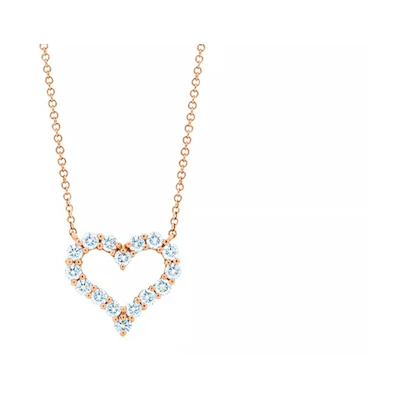 (Women) TIFFANY & CO. Hearts™ Small Diamond 18K Rose Gold Necklace for Women. GRP09481