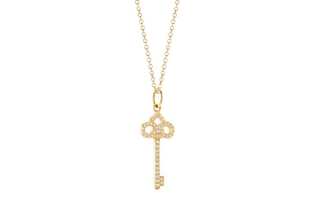 (Women) TIFFANY & CO. Iris Key Diamond 18K Gold Pendant Necklace for Women Gold Color GRP10856