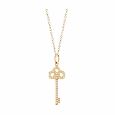 (Women) TIFFANY & CO. Iris Key Diamond 18K Gold Pendant Necklace for Women Gold Color GRP10856