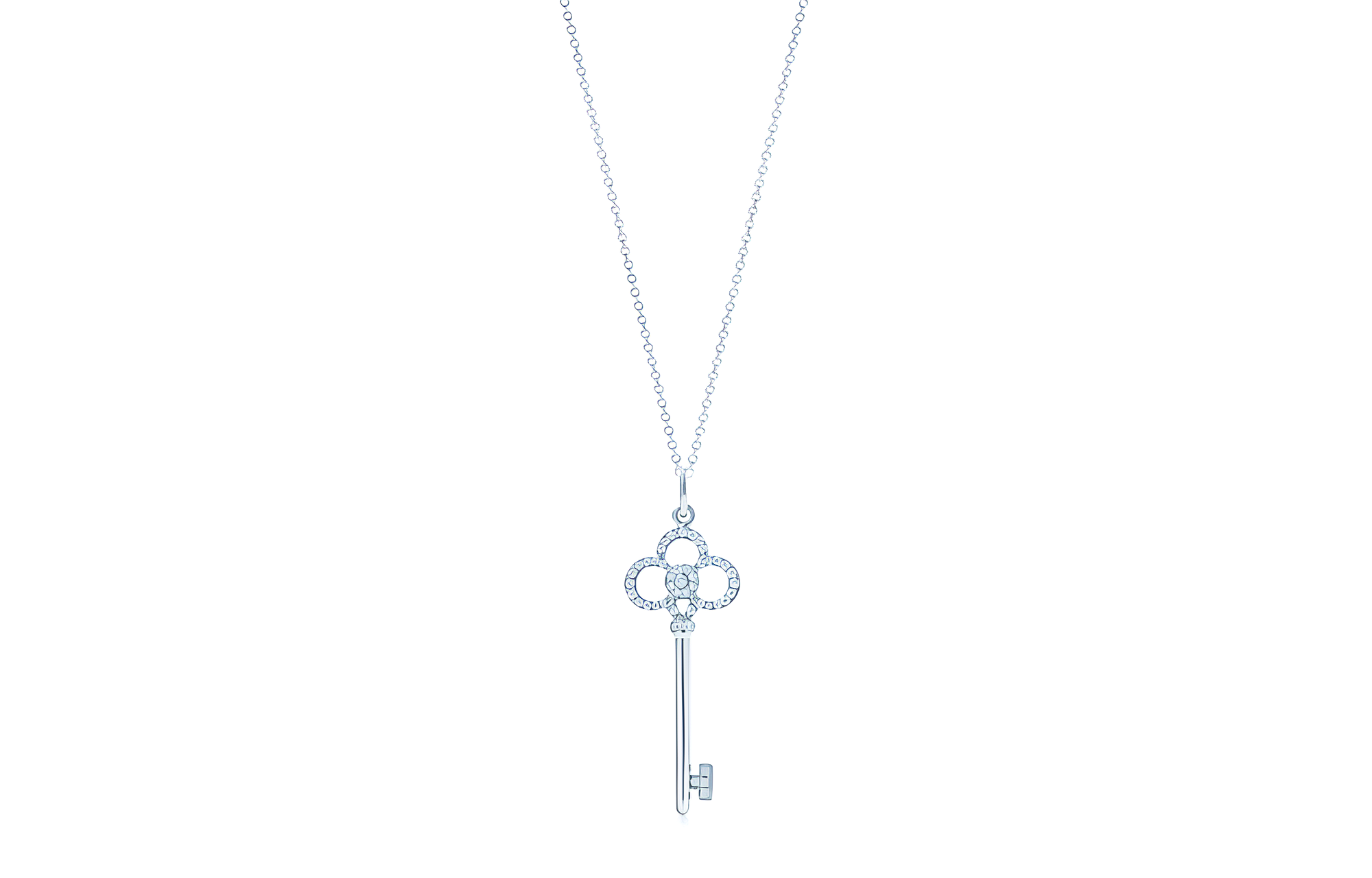 (Women) TIFFANY & CO. Keys Crown Key Pendant Necklace 18K White Gold for Women. GRP09001