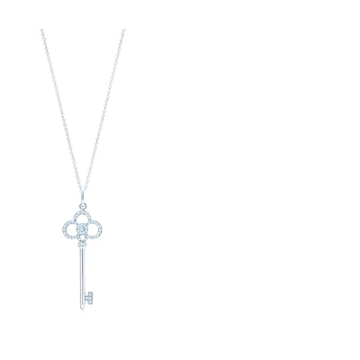 (Women) TIFFANY & CO. Keys Crown Key Pendant Necklace 18K White Gold for Women. GRP09001
