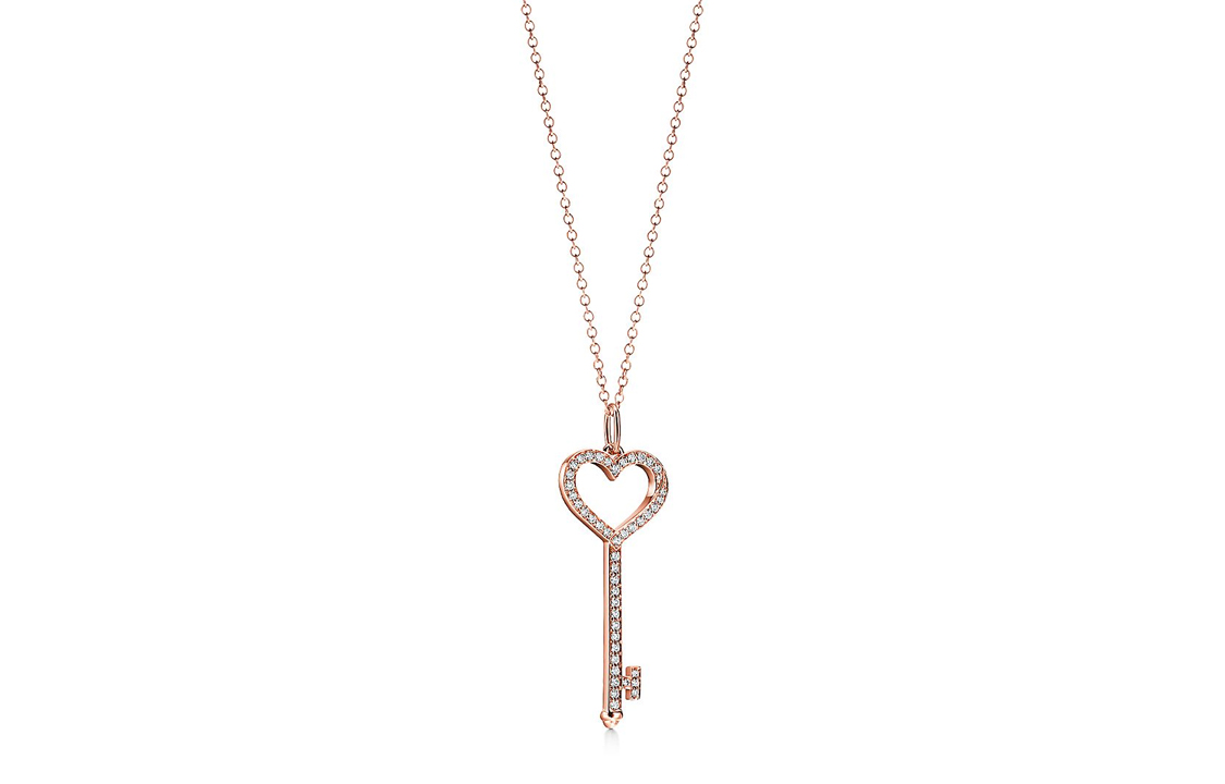(Women) Tiffany & Co. Keys Heart Necklace 18K Rose Gold for Women - Gold. GRP11793