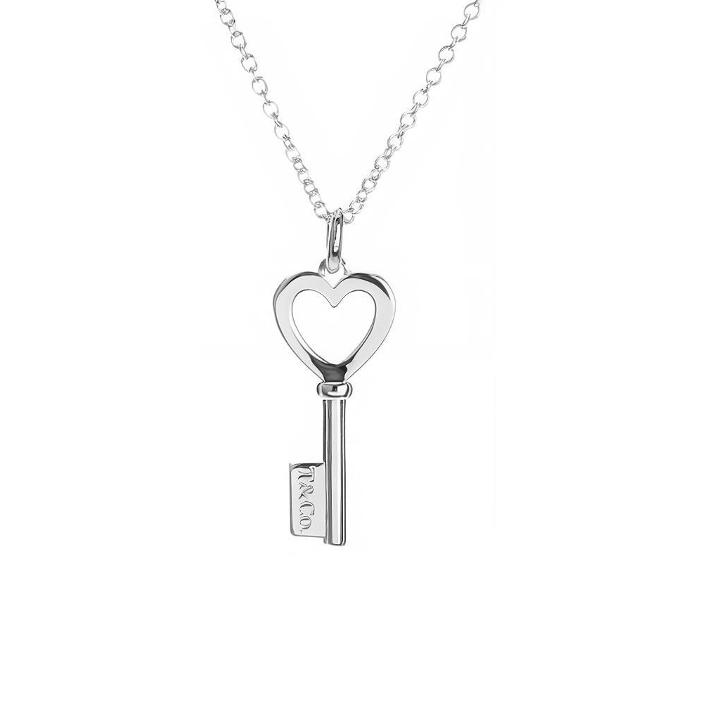 (Women) TIFFANY & CO. Keys Heart Pendant 925 Silver Necklace for Women - Silver. 35483853