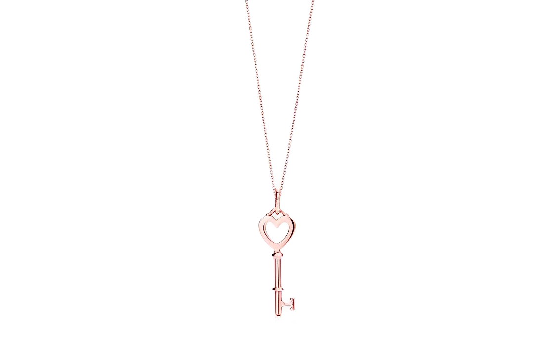(Women) TIFFANY & CO. Keys Heart Pendant Necklace 18K Rose Gold for Women. GRP05792