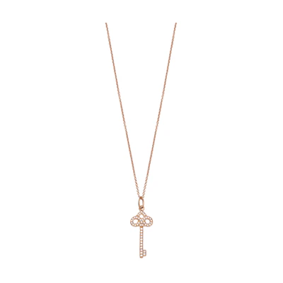 (Women) TIFFANY & CO. Keys Iris Flower Key Pendant 18K Rose Gold Necklace GRP11366