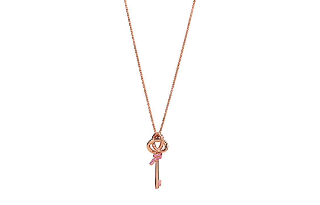 (Women) Tiffany & Co. Keys Mini Woven 18K Rose Gold Sapphire Diamond Necklace for Women. 73362938
