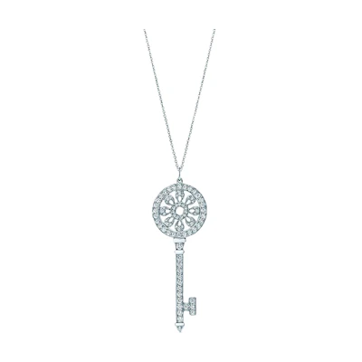 (Women) Tiffany & Co. Keys Platinum Petal Key Pendant Necklace for Women. 60011774 60011830